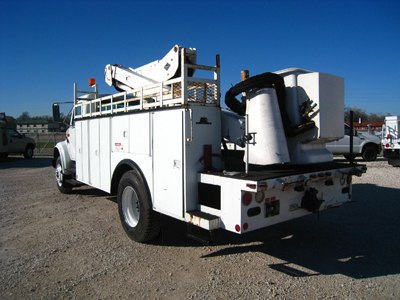 Versalift automatic transmission bucket truck.