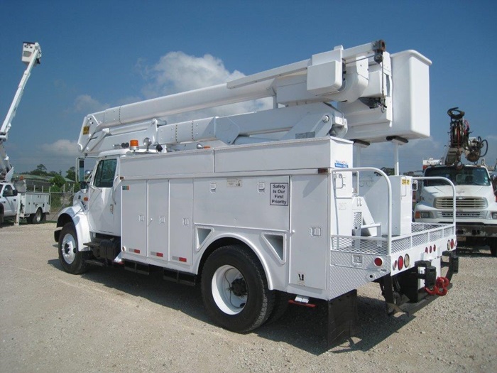 Bucket Truck with tool boxes.