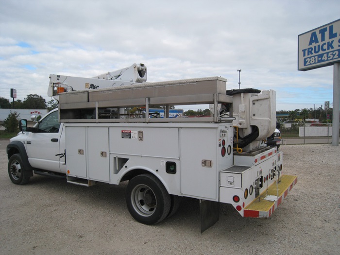 Bucket truck with automatic transmission.