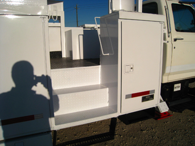 Bucket trucks with curb access.