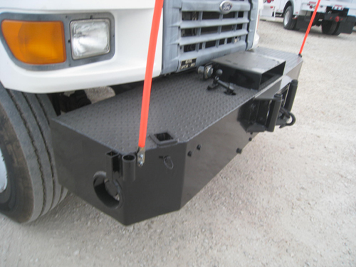 Front bumper bucket truck winch.